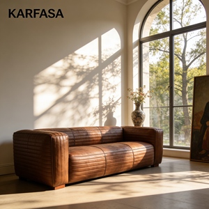 Divano Moderno di Lusso in Stile Industriale Vintage per Villa e Club, in Vera Pelle a Tre Posti Personalizzabile, Divano in Pelle Bovina - Product Image 6