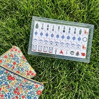 Mahjong en acrylique bleu clair de Noël, 160 tuiles, jeu festif design, motif renne et casse-noisette, cadeau de luxe