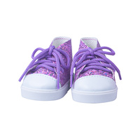 Bottes hautes en dentelle violettes pour poupée américaine de 18 pouces, chaussures de poupée, directement de l'usine