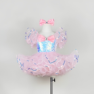 Robe de <span class=keywords><strong>tutu</strong></span> de ballet pour enfants, <span class=keywords><strong>multicolore</strong></span>, pas cher, jupe de ballerine moelleuse, jupe de gâteau, pour les tout-petits, entraînement de compétition, en stock, 100% polyester, LOGO - Product Image 1