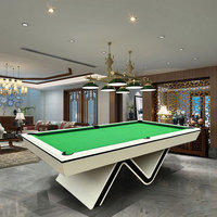 Table de billard futuriste à pieds en N, table de billard multifonctionnelle avec plateau de tennis de table en option pour maison et club modernes