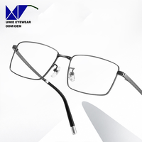 Lunettes optiques rectangulaires en titane sur mesure OEM, taille 55-17-148, anti-lumière bleue, pour adultes unisexes, producteur professionnel
