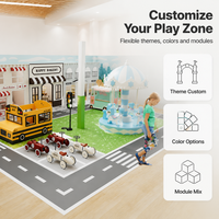 Équipement de jeu souple commercial : Mini-circuit routier scolaire avec bus et circulation pour centre de divertissement familial