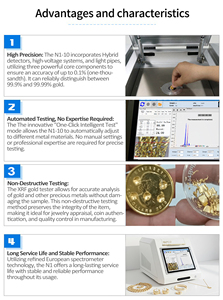 เครื่องวิเคราะห์โลหะมีค่า เครื่องวิเคราะห์โลหะ XRF เครื่องทดสอบทองคำด้วยรังสีเอ็กซ์ N1-N10 - Product Image 3