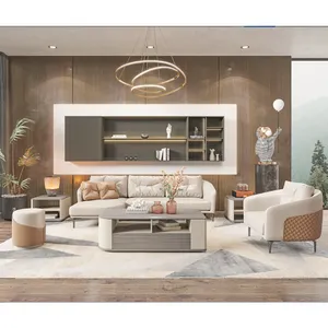 最流行的北欧现代客厅转角组合沙发pu皮沙发真皮1 + 3 + 4模块化沙发套装