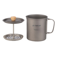 Mug en titane STARCAMP 750 ml, accessoire de cuisine pour le camping et la survie en plein air, avec presse-café à la française