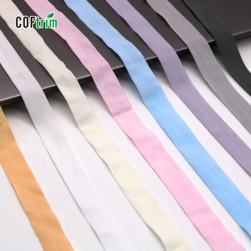 قوانغتشو مصنع الجملة لون الأوراق المالية 7070 النايلون دنة 20 مللي متر Foldover شريط مرن
