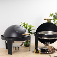 Poêle buffet ronde de luxe avec poignées noires et dorées pour hôtels et restaurants