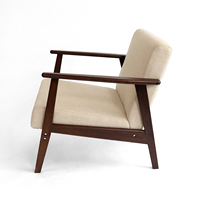 Fauteuil de salon moderne en bois massif, personnalisable avec revêtement en tissu, démontable, pour la maison et le bureau - Vente en gros
