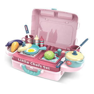 3 in 1 funny little chef girls toy kitchen play set in custodia per il trasporto/tavolo da cucina finta gioca set di giocattoli per bambini - Product Image 2