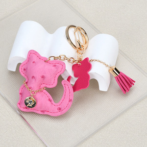 Porte-clés créatif coloré en forme de chaton de dessin animé, pendentif de sac en cuir <span class=keywords><strong>Maneki</strong></span> <span class=keywords><strong>Neko</strong></span>, porte-clés cadeau pour clés de voiture - Product Image 3