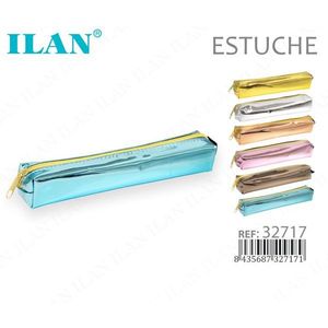 Astuccio per penne galvanizzato Ilan con chiusura a cerniera in tessuto metallizzato 32717 - Product Image 1