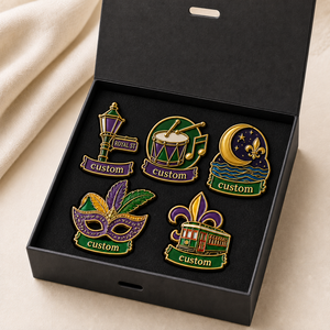Coffret Cadeau de Broches Émaillées Personnalisées Nouvelle-<span class=keywords><strong>Orléans</strong></span> : Trompette Jazz, Masque Mardi Gras, Épingles de Revers, Badges Souvenirs Touristiques - Product Image 1
