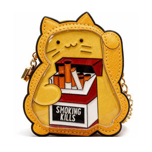 Bolso Bandolera Personalizado de Cuero PU con Diseño de Gato Amarillo y Ventana Transparente para Estilo Urbano - Product Image 5