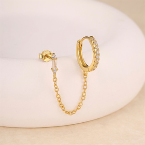 Fashion Jewelry Earring Women Simple <b>Small</b> Cubic Zirconia Huggie Cartilage 925 Geometry <b>Hoop</b> Earrings - Product Image 4
