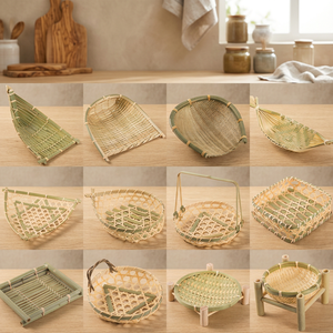 Passoires et égouttoirs, ustensiles de cuisine, passoires alimentaires pour la cuisson, accessoires de cuisine en bambou, osier en bambou naturel - Product Image 3