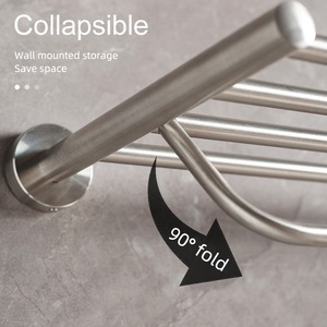 Toallero de Pared Moderno de Acero Inoxidable Cepillado con Estante, Soporte Fijo para Toallas de Baño, Organizador - Product Image 4
