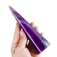 Vente en gros usine : Tour en agate naturelle polie, artisanale, à pointe unique, en pierre brute, motif soie torsadée violette, pour décoration maison et bureau