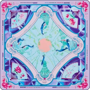 Tapete de Mahjong de Neopreno con Patrón Floral de Estilo Chino Retro, Borde Pastel, Patrón Circular de Estilo Chino, Antideslizante e Impermeable - Product Image 6
