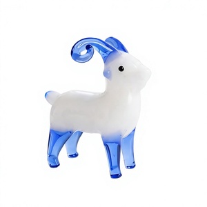 แก้วเป่ามือรูปแพะ สีขาวน้ำเงิน งานฝีมือตกแต่งรูปสัตว์ - Product Image 1