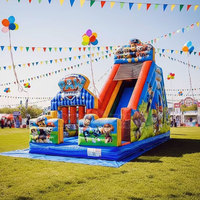 Château gonflable pour enfants sur le thème de Pat'Patrouille, parc gonflable personnalisé avec toboggan, Fun City