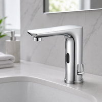 Robinet de lavabo de salle de bain moderne à poignée unique, avec cartouche céramique, automatique, intelligent, sans contact, à capteur, à poser sur le comptoir, pour la vente en gros