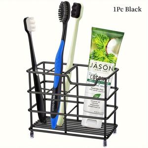 Wall-mounted Standing Type Single Tier Multifunctional Metal <b>Toothbrush</b> <b>and</b> <b>Toothpaste</b> <b>Holder</b> for Bathroom Storage - Product Image 2