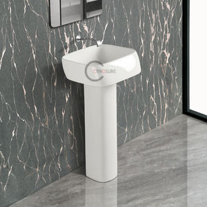 Lavabo de Cerámica Europeo con Acabado de Alto Brillo, Nuevo Lavabo de Columna, Fácil de Limpiar, Cerámica No Porosa para Baño Familiar - Product Image 5