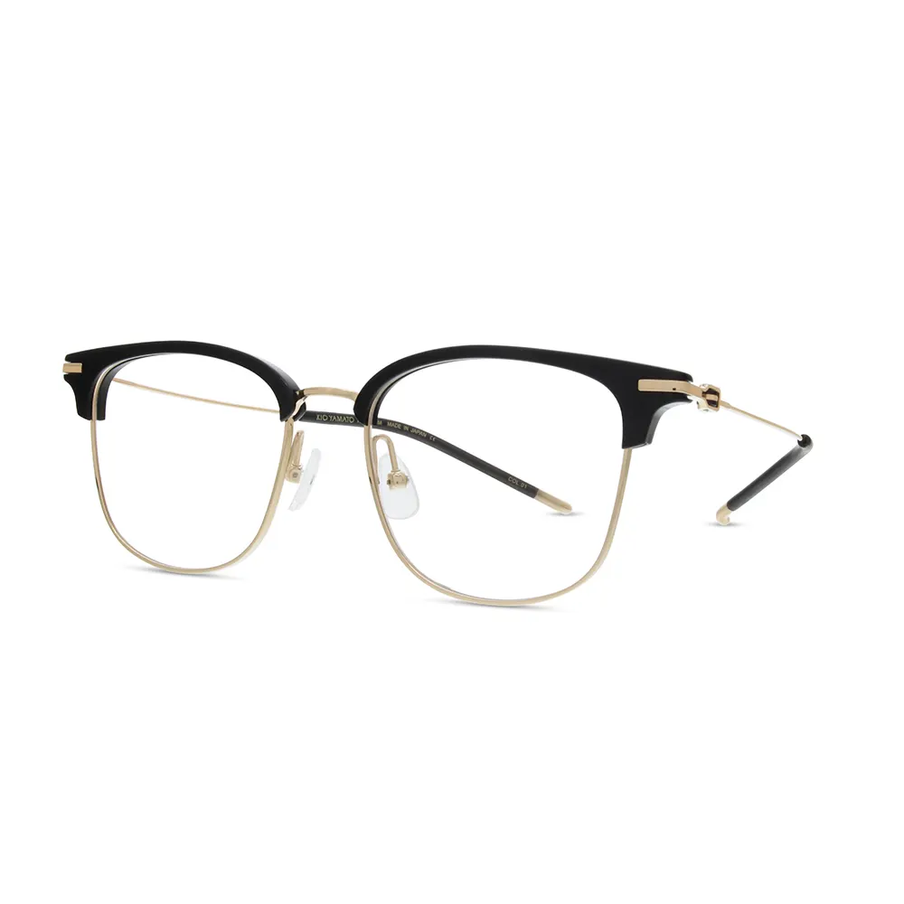 Montura óptica personalizada, gafas de medio Borde de acero inoxidable, redondas, de acetato