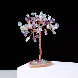 Commercio all'ingrosso fatto a mano sette Chakra agata albero di cristallo denaro albero ornamenti in resina Base albero della fortuna Laser pietra naturale <span class=keywords><strong>souvenir</strong></span> - Product Image 6