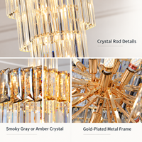 Lustre en cristal de luxe postmoderne avec logo imprimé en 3D pour villa, duplex, loft, étage intermédiaire, escalier en colimaçon, luminaire suspendu