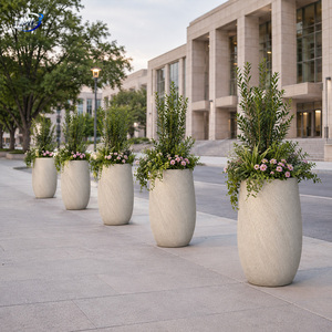 Ensemble de jardinières en fibre de verre personnalisées, vase sculpté, pot de fleurs pour extérieur, décoration de jardin, décoration intérieure - Product Image 3