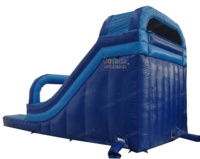 Toboggan aquatique gonflable commercial en PVC bleu de 13 pieds de haut avec piscine pour usage extérieur, adapté aux enfants et aux adultes