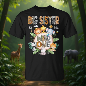 Camiseta Big Sister Of The Wild One para el primer cumpleaños, con diseño de safari y jungla - Product Image 3