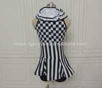 Costume de danse noir et blanc à carreaux sans manches, une pièce, pour filles, style jazz, short de clown, vêtements de danse, tenue de clown