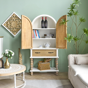 INNOVA HOME <span class=keywords><strong>Buffet</strong></span> en bois massif <span class=keywords><strong>buffet</strong></span> <span class=keywords><strong>buffet</strong></span> design arqué moderne rétro pour salle à manger cuisine salon hôtel ferme - Product Image 2