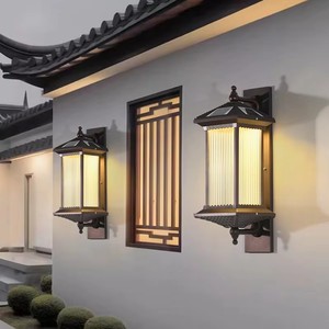 Lampes murales solaires en aluminium, super lumineuses, étanches, pour l'extérieur, porte d'entrée, villa, balcon, nouveau style chinois rétro - Product Image 2