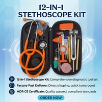 Kit de diagnostic médical portable avec stéthoscope, diapason C-128 C-512, thermomètre numérique et garrot pour la formation des professionnels