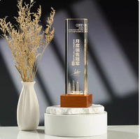 Artisanat en cristal K9 avec base en bois et lumière LED, personnalisable, cérémonie de remise de prix, souvenir, décoration lumineuse créative, cadeau