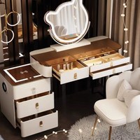 Table de maquillage intelligente haut de gamme avec miroir et tiroirs, design moderne, élégant, princesse, magnifique, pour femme, avec recharge sans fil