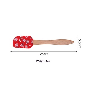 Spatola per Crema in Silicone Alimentare con Manico in Legno di Faggio Design Natalizio Utensile per Mescolare Burro e Cucinare - Product Image 4