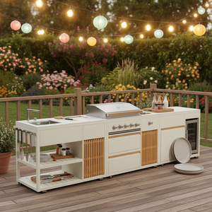 2026 Meuble de cuisine extérieur moderne en acier inoxydable avec barbecue électrique et brûleur latéral à 5 feux, pour mobilier de maison de piscine extérieure - Product Image 4