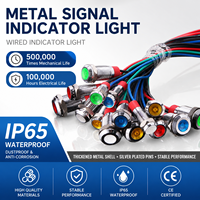 Lampe pilote LED métallique étanche IP65 à montage sur panneau, pré-câblée, en acier inoxydable et laiton, 12V 24V 220V, pour signalisation