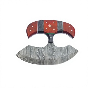Couteau de cuisine Ulu en acier Damas, couteau à désosser de chef, écologique, style vintage, réglable, pour droitiers et gauchers, luxe, manche en Pakka - Product Image 1
