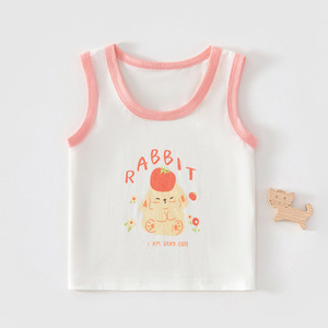 Chaleco sin mangas de verano para bebé, camiseta sin mangas de lyocell con estampado de conejo de dibujos animados para niñas - Product Image 1