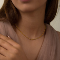 Collar de Cadena de Acero Inoxidable QISEN, Resistente al Deslustre y al Agua, Acero Inoxidable 316L, Oro PVD de 18K, Joyería Minimalista para Mujer