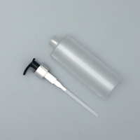 Bouteille en Plastique Givré Transparent de 300ml 500ml pour Shampoing, Gel Douche, Après-Shampoing, avec Pompe Distributrice en Aluminium