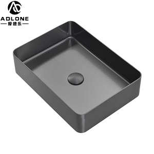 Lavabo de baño cuadrado de acero inoxidable 304 moderno, lavabo de pedestal, encimera de tocador, instalación de montaje de lavabo de mano Rectangular - Product Image 2