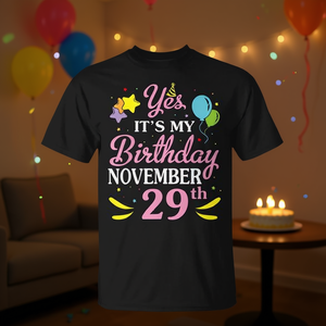 Oui, c'est mon anniversaire, 29 novembre - Joyeux anniversaire pour moi, maman - T-shirt promotionnel personnalisé - Cadeau - Product Image 2
