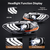 Feux avant LED RGB DRL pour Ford Mustang 2018-2023, clignotants séquentiels ambre, boîtier noir, lentille transparente